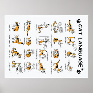 Póster Cat Language, Funny Cat Kitten, Love Cat Gift Idea