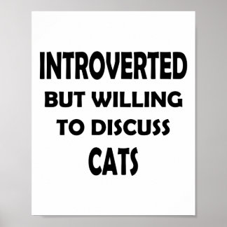 Póster Cat Lover Introvert - Diseño divertido