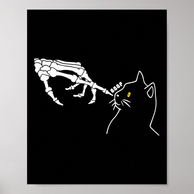 Póster Cat Lover Skeleton Hand Boop Funny Halloween Cat M (Frente)
