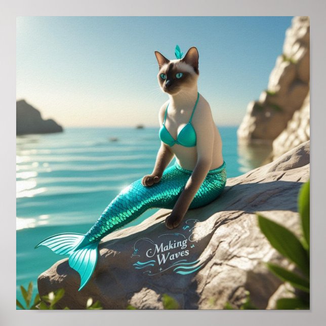 Póster Cat Mermaid for Siamese cat lovers Poster (Frente)