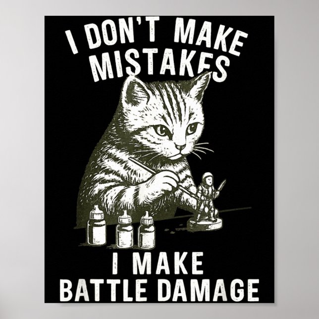 Póster Cat Miniature Painter Battle Damage Funny Miniatur (Frente)