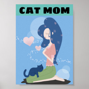 PÓSTER CAT MOM MUJER CHICA Y POSTER ART CAT