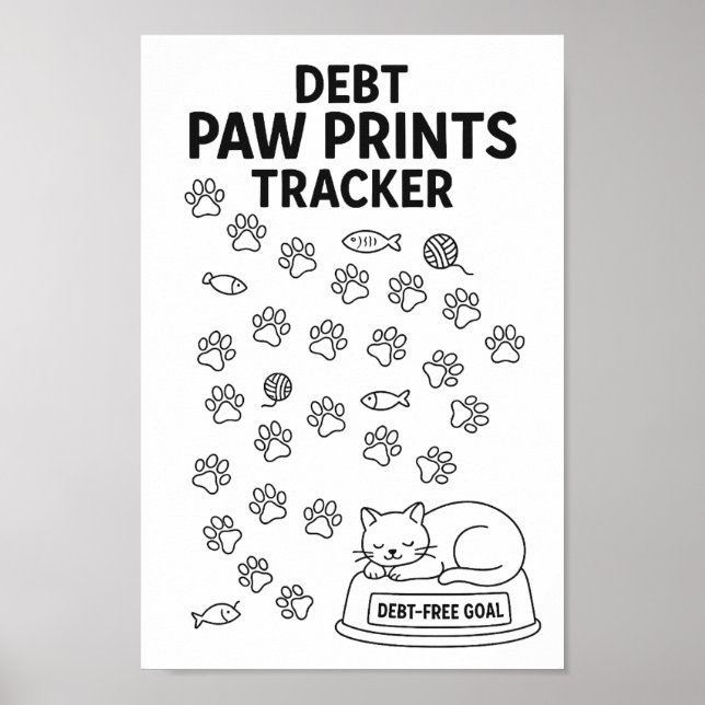 Póster Cat Paw Imprime Savings Challenge Tracker (Frente)