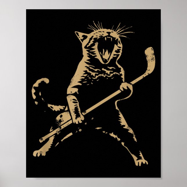 Póster Cat Playing Ice Hockey  (Frente)