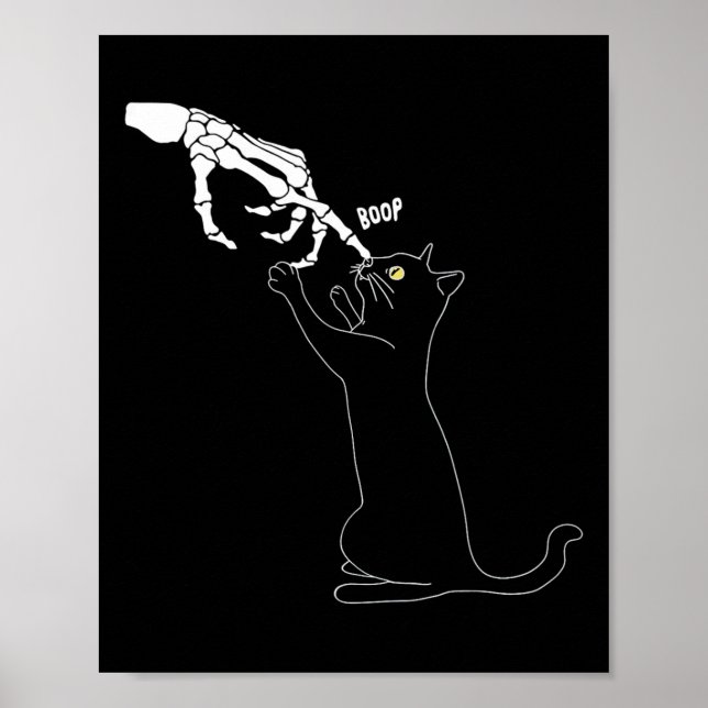 Póster Cat Skeleton Hand Boop Cat Nose Funny Halloween Ou (Frente)