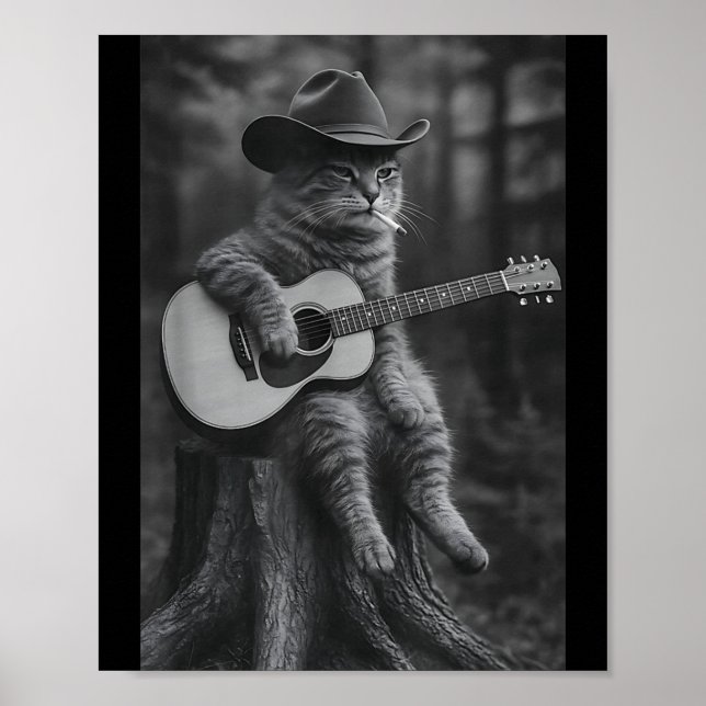 Póster Cat Smoking Cigarette Racoon Ossum Funny Meme Cowb (Frente)