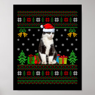Póster Cat Ugly Xmas Decorations Santa Cat Christmas