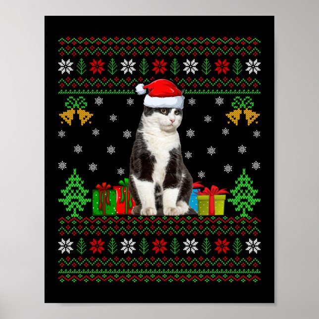 Póster Cat Ugly Xmas Decorations Santa Cat Christmas (Frente)