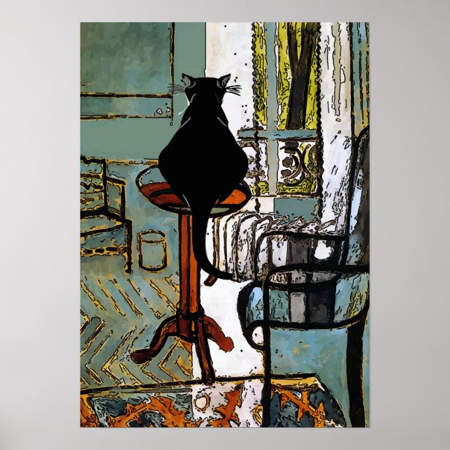 Póster Cat Under Window, después de Matisse (Frente)