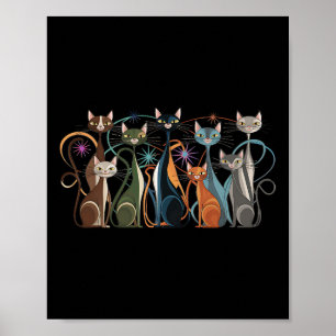 Póster Cat Vintage Retro MidCentavo Modern Look Gats 50s