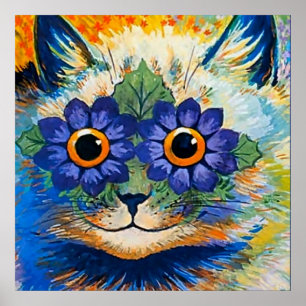 Póster "Cat with Blue Petals" de Louis Wain