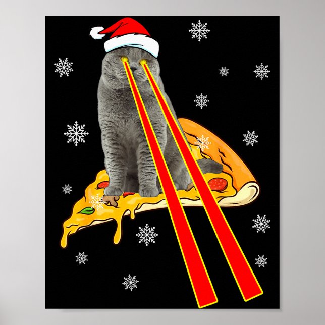 Póster Cat With Laser Eyes Funny Zza Cat Christmas  (Frente)