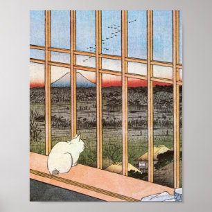 Póster Cat y Monte Fuji, Hiroshige