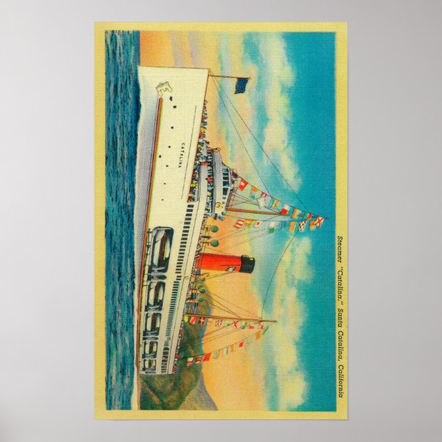 Póster "Catalina" de vapor en la isla de Santa Catalina (Frente)