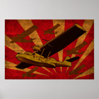 Póster Catalina Poster retro de avión de barco volador