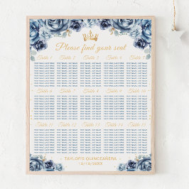 Póster Catálogo de asientos de la Princesa Azul Quinceañe