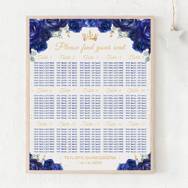 Póster Catálogo de asientos de la Princesa Azul Quinceañe