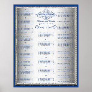 Póster Catálogo de asientos para invitados de Boda retro 