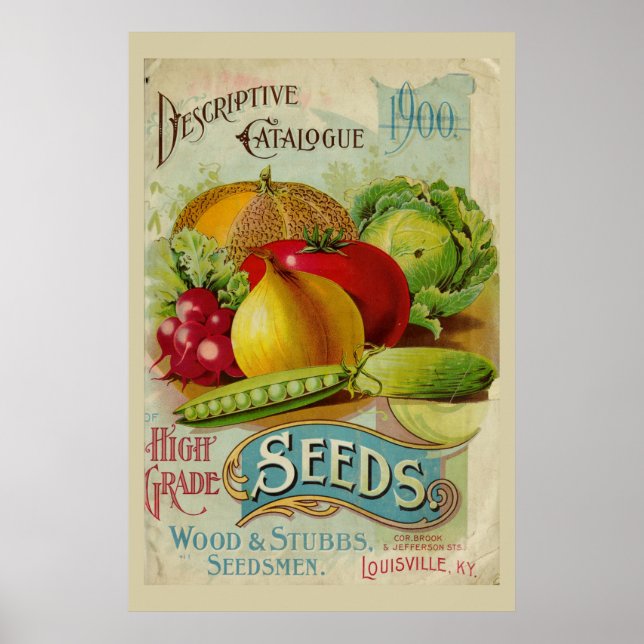 Póster Catálogo de semillas de verduras de huertas de jar (Frente)