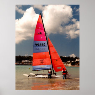 Póster Catamarán de Hobie listo para navegar