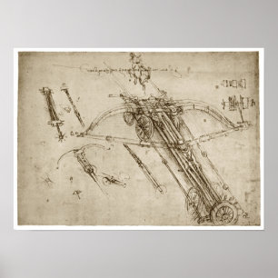 Póster Catapult, Leonardo da Vinci, 1490