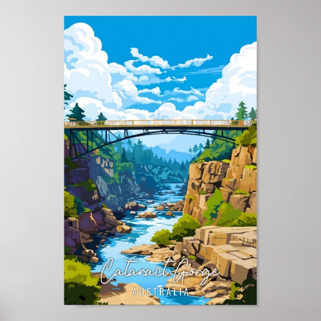 Póster Cataract Gorge Australia vintage travel Art (Frente)
