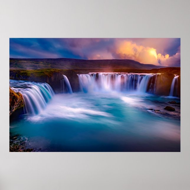 Póster Catarata de Godafoss, hermoso paisaje de Islandia (Frente)