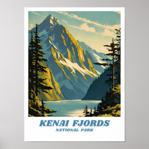 Póster Catarata de ilustracion del Parque Nacional de los