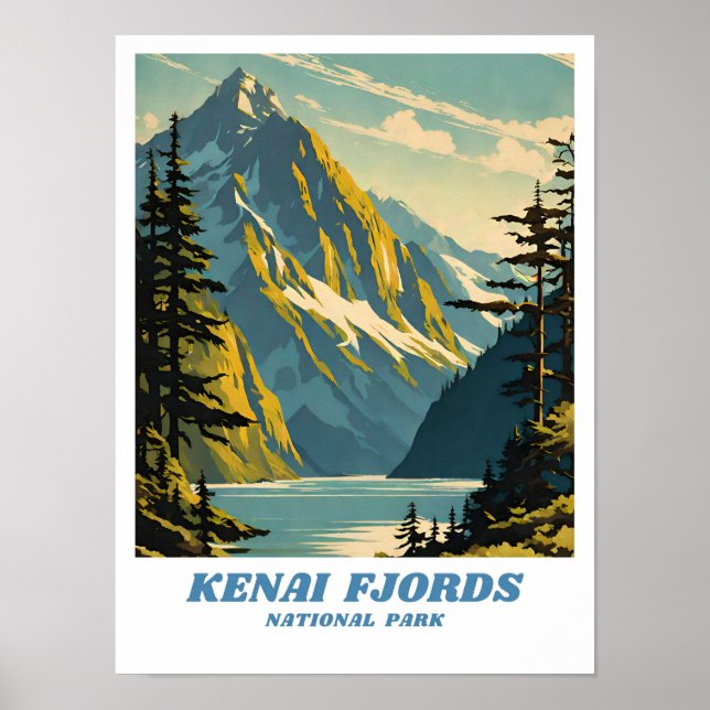 Póster Catarata de ilustracion del Parque Nacional de los (Frente)