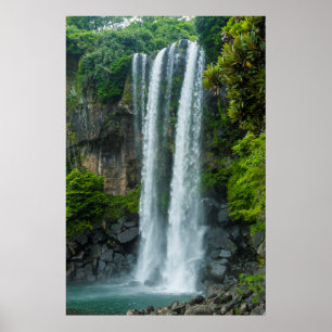 Póster Catarata de Jeongbang, Corea del Sur