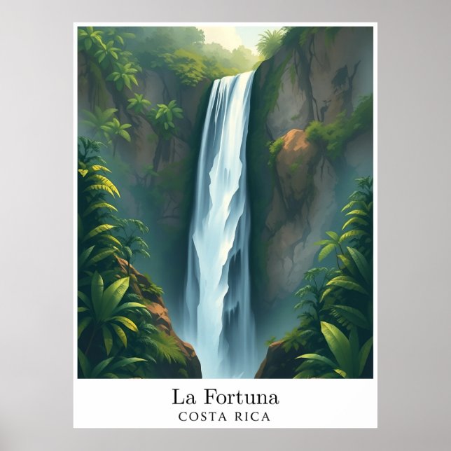 Póster Catarata de La Fortuna, Costa Rica – Saltos Tropic (Frente)