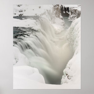 Póster Catarata Godafoss, invierno, Islandia