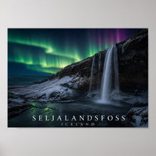 Póster Catarata Seljalandsfoss Islandia A4