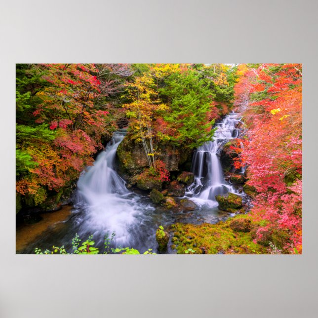 Póster Cataratas | Cascadas de grifo Nikko Japón Caída (Frente)
