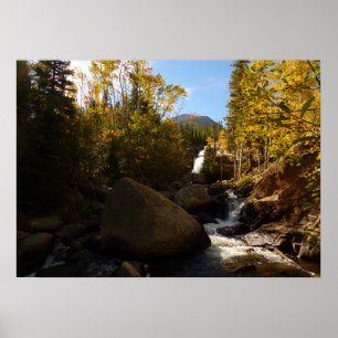 Póster Cataratas de Alberta en otoño en montañas rocosas