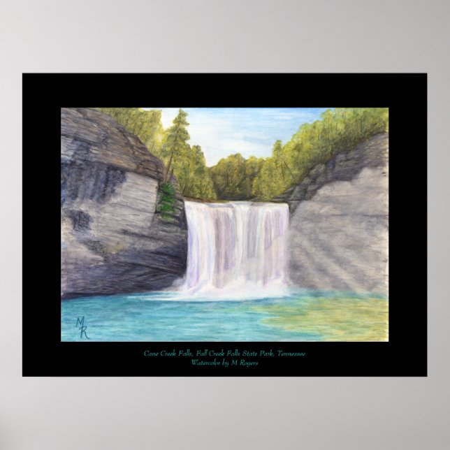 Póster Cataratas de Cane Creek - Parque Estatal Fall Cree (Frente)