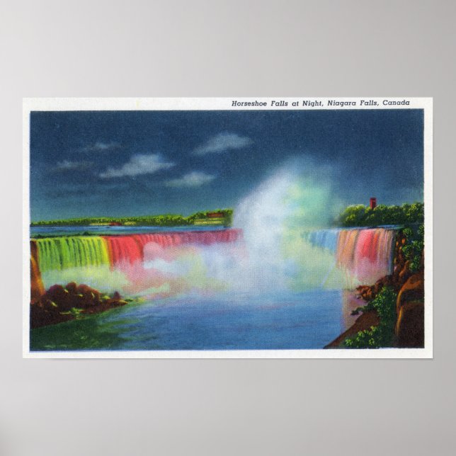 Póster Cataratas de herradura iluminadas en la noche nº 2 (Frente)