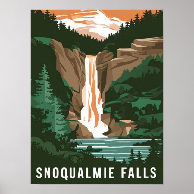 Póster Cataratas de Snoqualmie, WA (Frente)