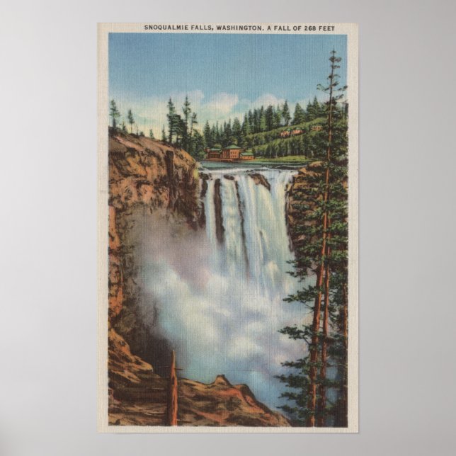Póster Cataratas de Snoqualmie, WA - Vista de las catarat (Frente)