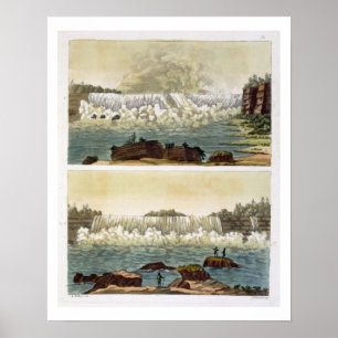 Póster Cataratas del Niágara, 1818 (grabado de colores)