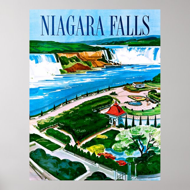 Póster Cataratas del Niágara, vista aérea, Canadá, viaje  (Frente)