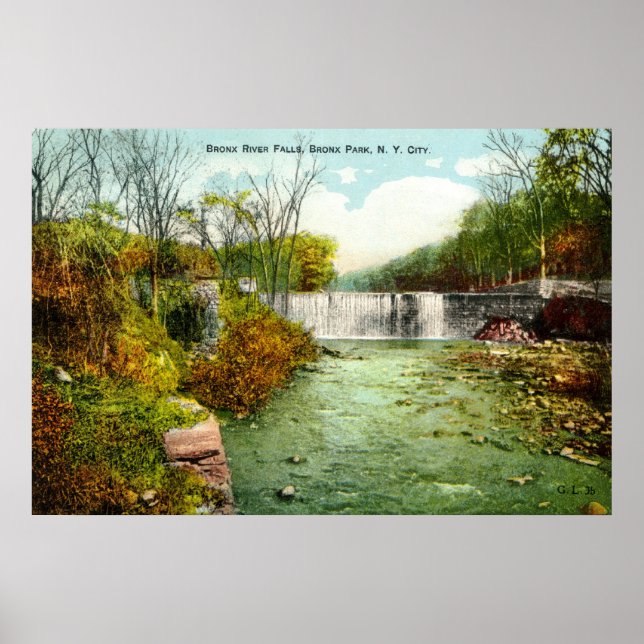 Póster Cataratas del Río Bronx de 1908, Parque del Bronx, (Frente)