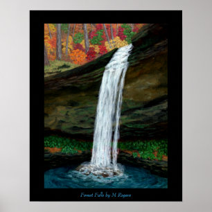Póster Cataratas Forestales - Pintura de Cascada Apalache