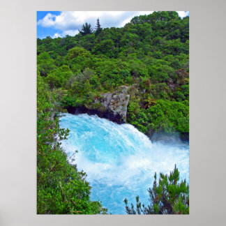 Póster Cataratas Huka en el río Waikato, Nueva Zelanda