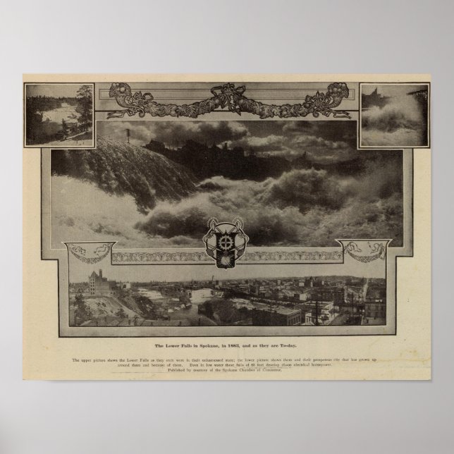 Póster Cataratas inferiores, Spokane (Frente)