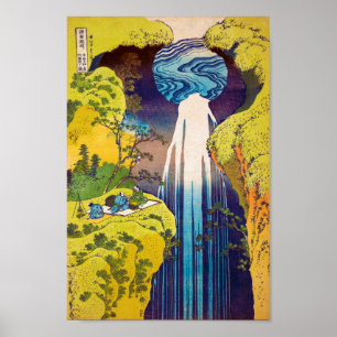 Póster Cataratas, Katsushika Hokusai, Ukiyo-e