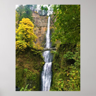 Póster Cataratas Multnomah, desfiladero del río Columbia,