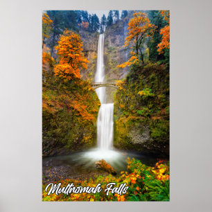 Póster Cataratas Multnomah, desfiladero del río Columbia,