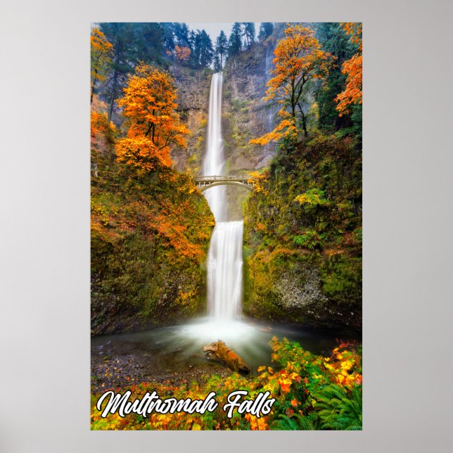 Póster Cataratas Multnomah, desfiladero del río Columbia, (Frente)