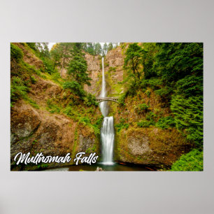 Póster Cataratas Multnomah, desfiladero del río Columbia,